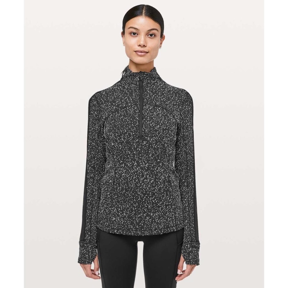 Lululemon Run Briskly 1/2 Zip Magnetized Jacquard Black White Jacket